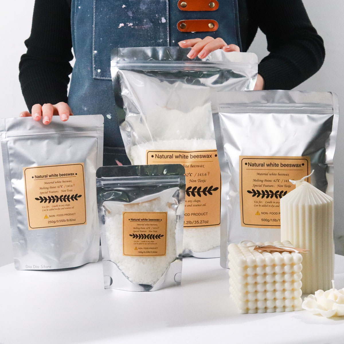 Beeswax Taper Candle - Cera d'api bianca Materiale per candele