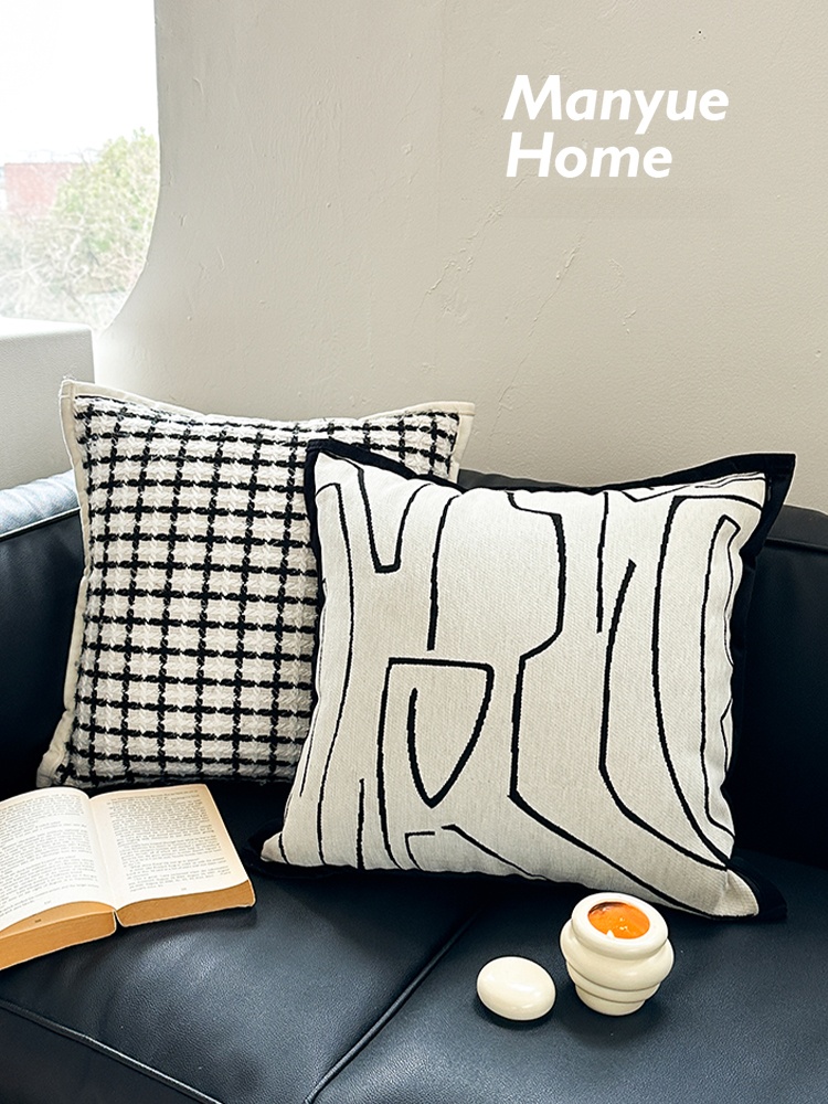 Home Fragrance In French - Fodera per cuscino a quadri bianco
