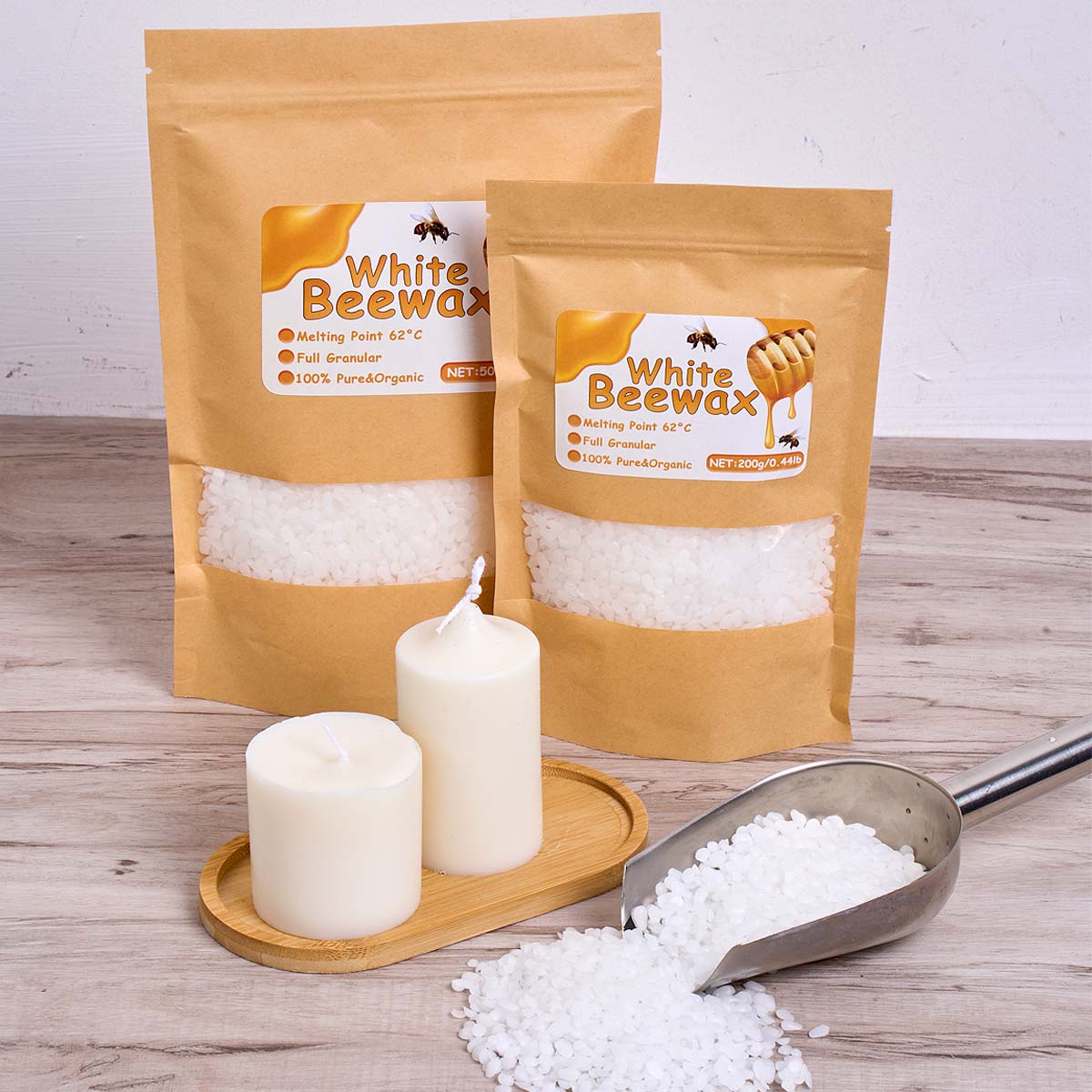 1000g Cera d'api bianca Candel - Beeswax Taper Candle recensione e prezzo